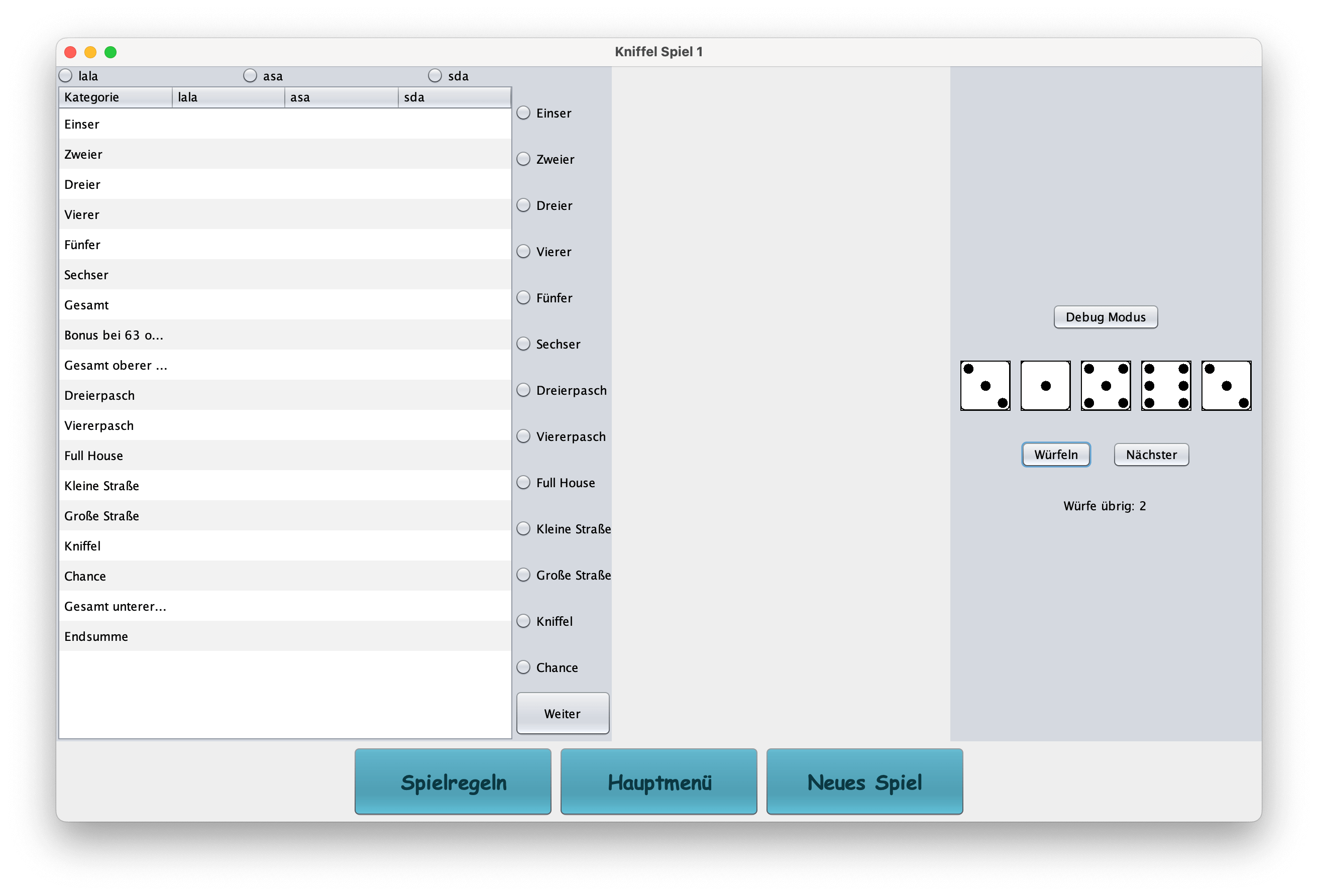 Kniffel Projekt Screenshot 3
